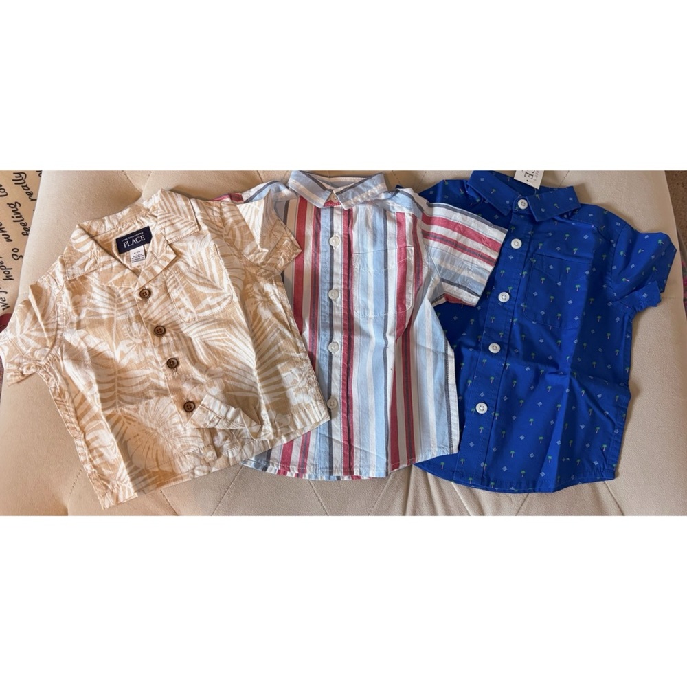 Bundle: 3 The Children’s Place of Short Sleeve Button-Up Shirt